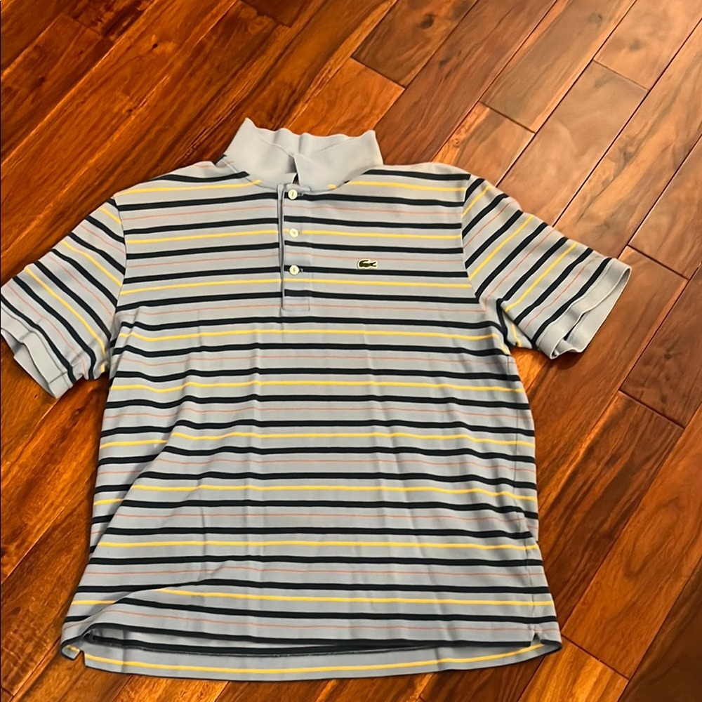 Lacoste Striped Polo Shirt - Blue and Yellow